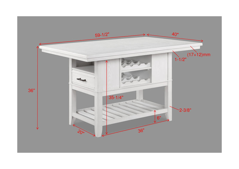 Wendy White Counter Height Table -  Crown Mark - Luna Furniture