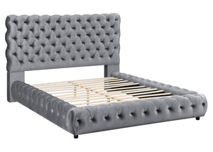 Flory Gray King Upholstered Platform Bed -  Crown Mark - Luna Furniture