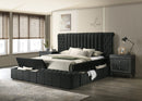 Danbury Charcoal Boucle King Upholstered Storage Panel Bed -  Crown Mark - Luna Furniture