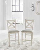 Antique White Robbinsdale Counter Height Dining Table and 2 Barstools and Bench - PKG016726