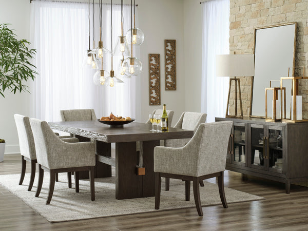 Burkhaus Dark Brown Extendable Upholstered Dining Set - SET | D984-45 | D984-01A(4) - Vera Furniture