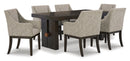 Burkhaus Dark Brown Extendable Upholstered Dining Set - SET | D984-45 | D984-01A(4) - Vera Furniture