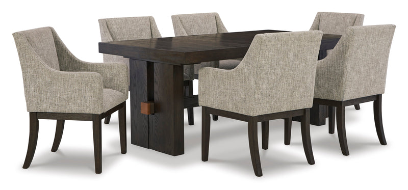 Burkhaus Dark Brown Extendable Upholstered Dining Set - SET | D984-45 | D984-01A(4) - Vera Furniture