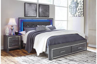 Lodanna Gray King Panel Bed with 2 Storage Drawers - SET | B214-56S | B214-58 | B214-97 - Vera Furniture