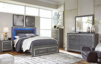 Lodanna Gray LED Footboard Storage Bedroom Set - SET | B214-56S | B214-58 | B214-97 | B214-31 | B214-36 | B214-92 | B214-46 - Vera Furniture