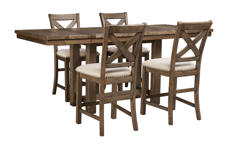 Moriville Grayish Brown Counter Height Set - SET | D631-32 | D631-124(2) - Vera Furniture
