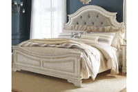 Realyn Chipped White King Upholstered Panel Bed - SET | B743-56 | B743-58 | B743-97 - Vera Furniture