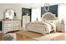 Realyn Chipped White King Upholstered Panel Bed - SET | B743-56 | B743-58 | B743-97 - Vera Furniture